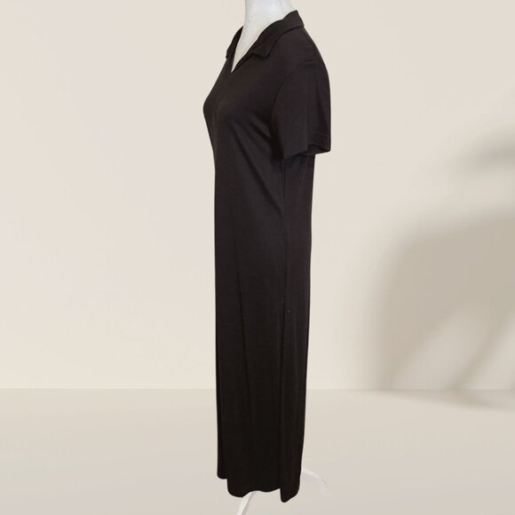 Hot Cotton Black Collared Midi Dress - Size M, Made in USA - Picture 6 of 7